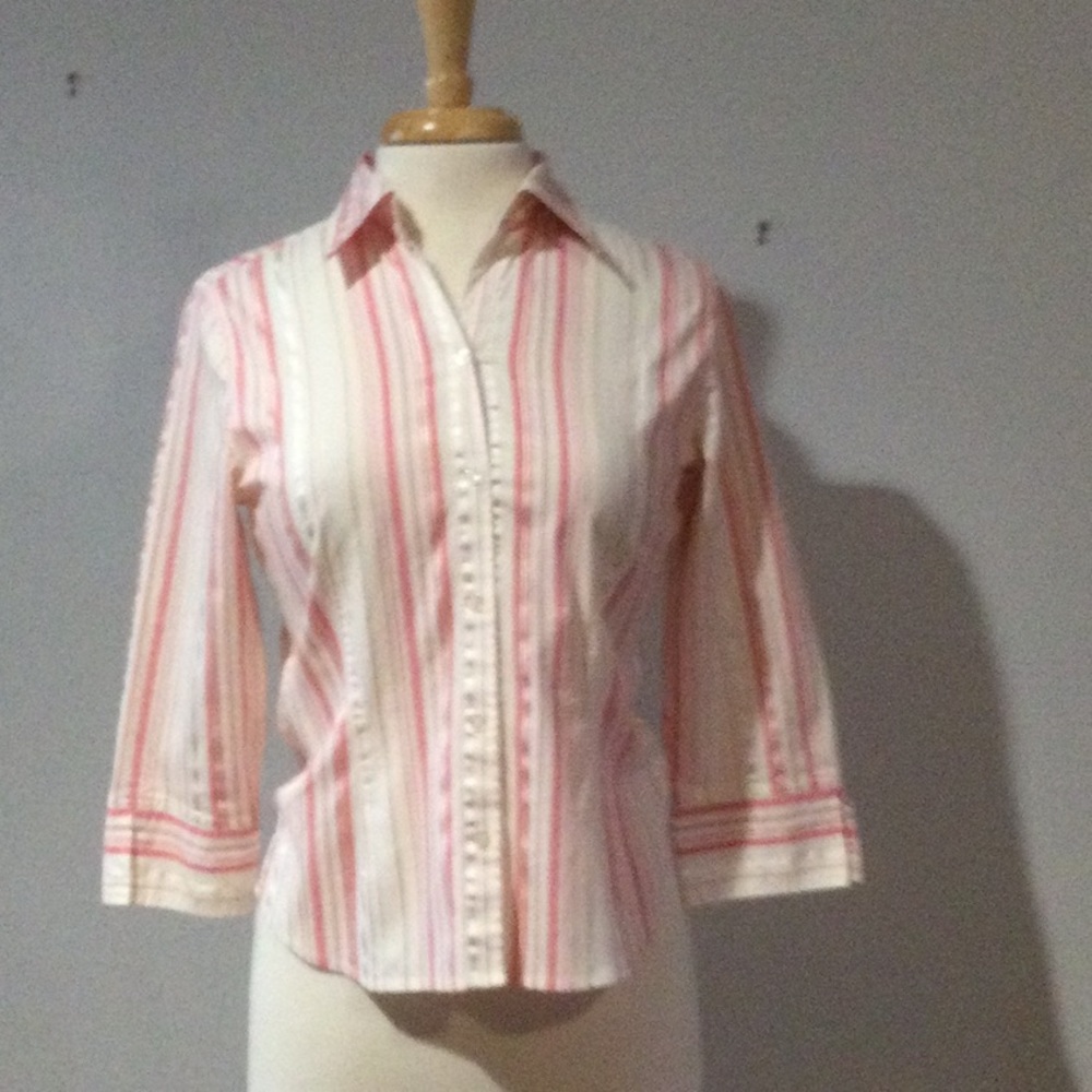 Apt 9 Button Front Collared Stripe Shirt Size Med… - image 1